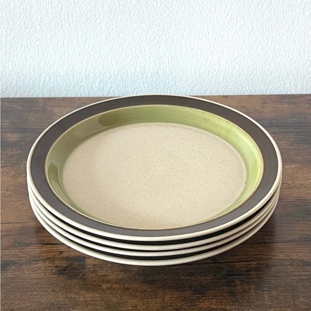 (4) VINTAGE Premiere Potterskraft CUCUMBER Stoneware 10.5” Dinner Plate P6054